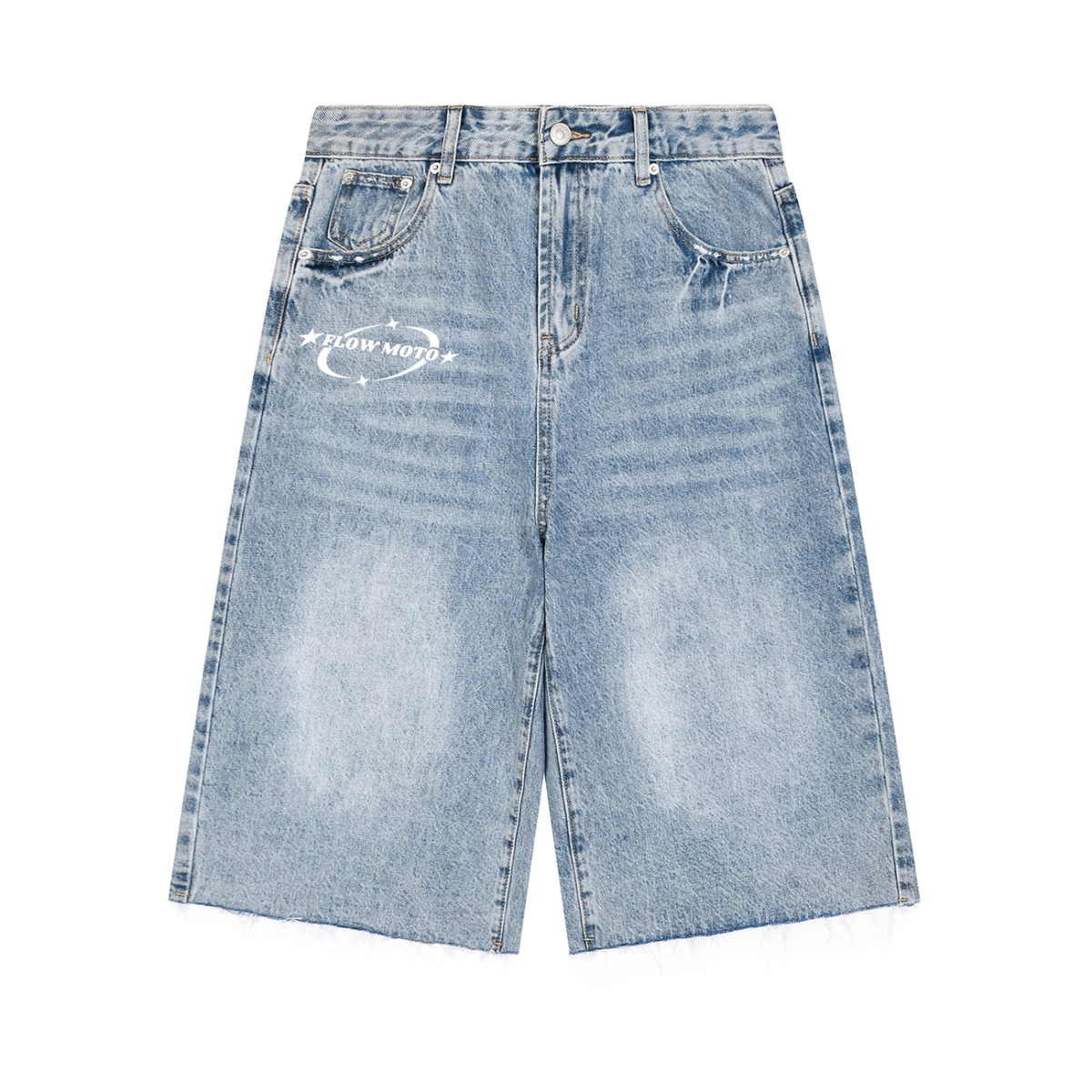 Flowmoto Men’s Vintage Wide Leg Denim Shorts