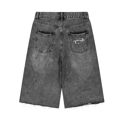 Flowmoto Men’s Vintage Wide Leg Denim Shorts