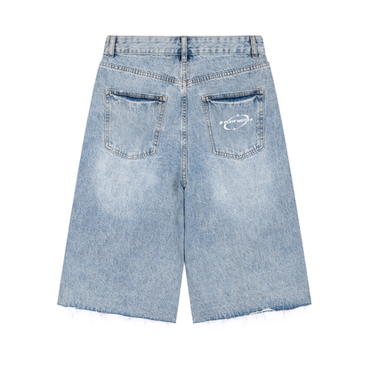Flowmoto Men’s Vintage Wide Leg Denim Shorts