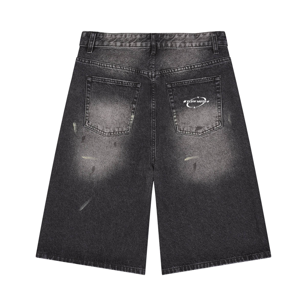 Flowmoto Men’s Vintage Wash Wide Leg Denim Shorts