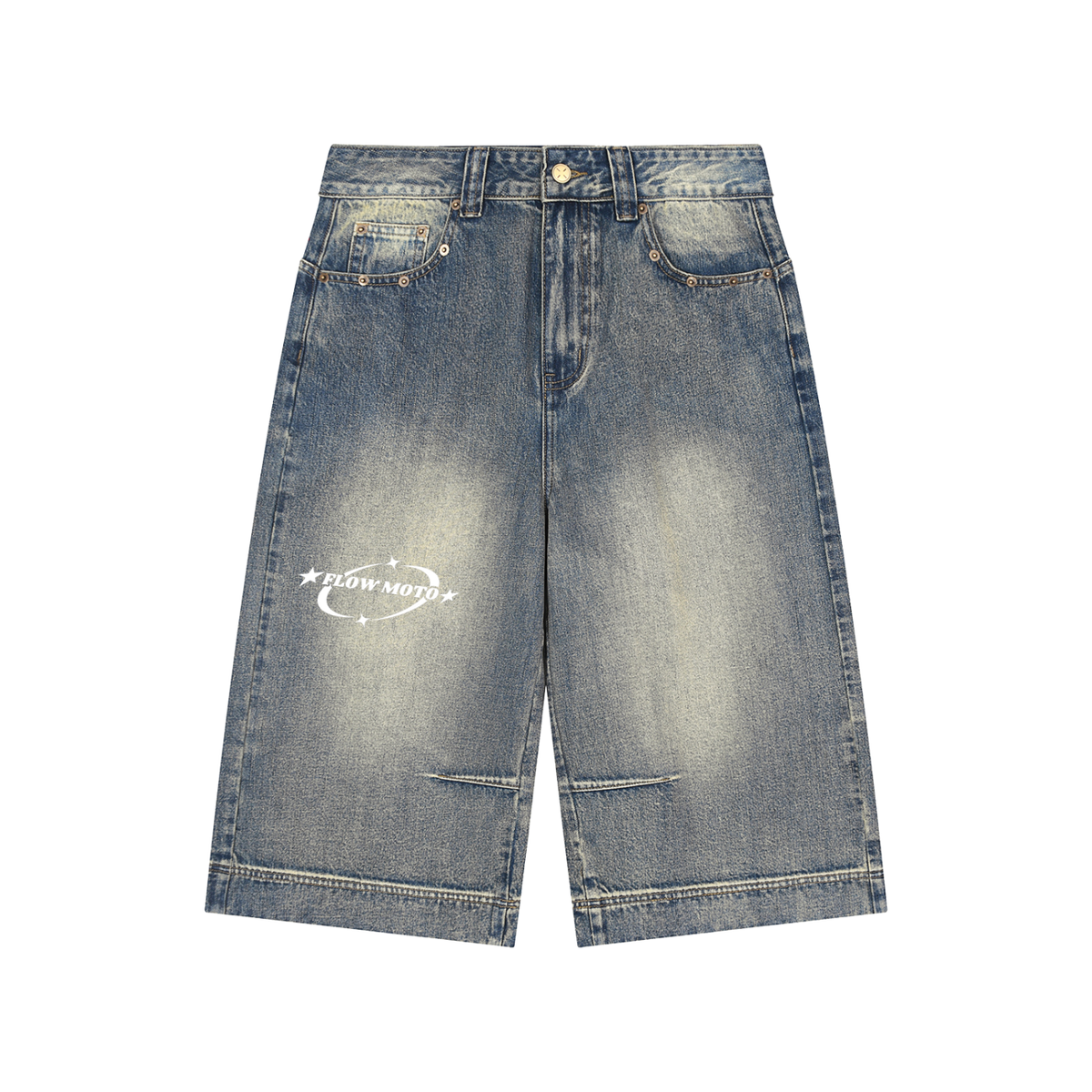 Flowmoto Vintage Wash Baggy Denim Shorts