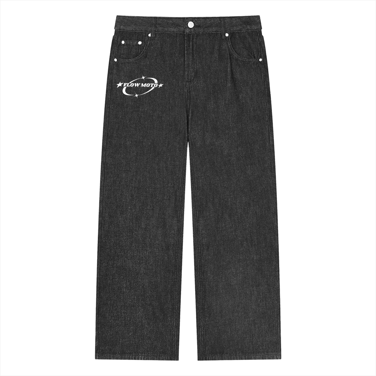 FlowMoto Unisex Vintage Wash Straight Leg baggy Jeans