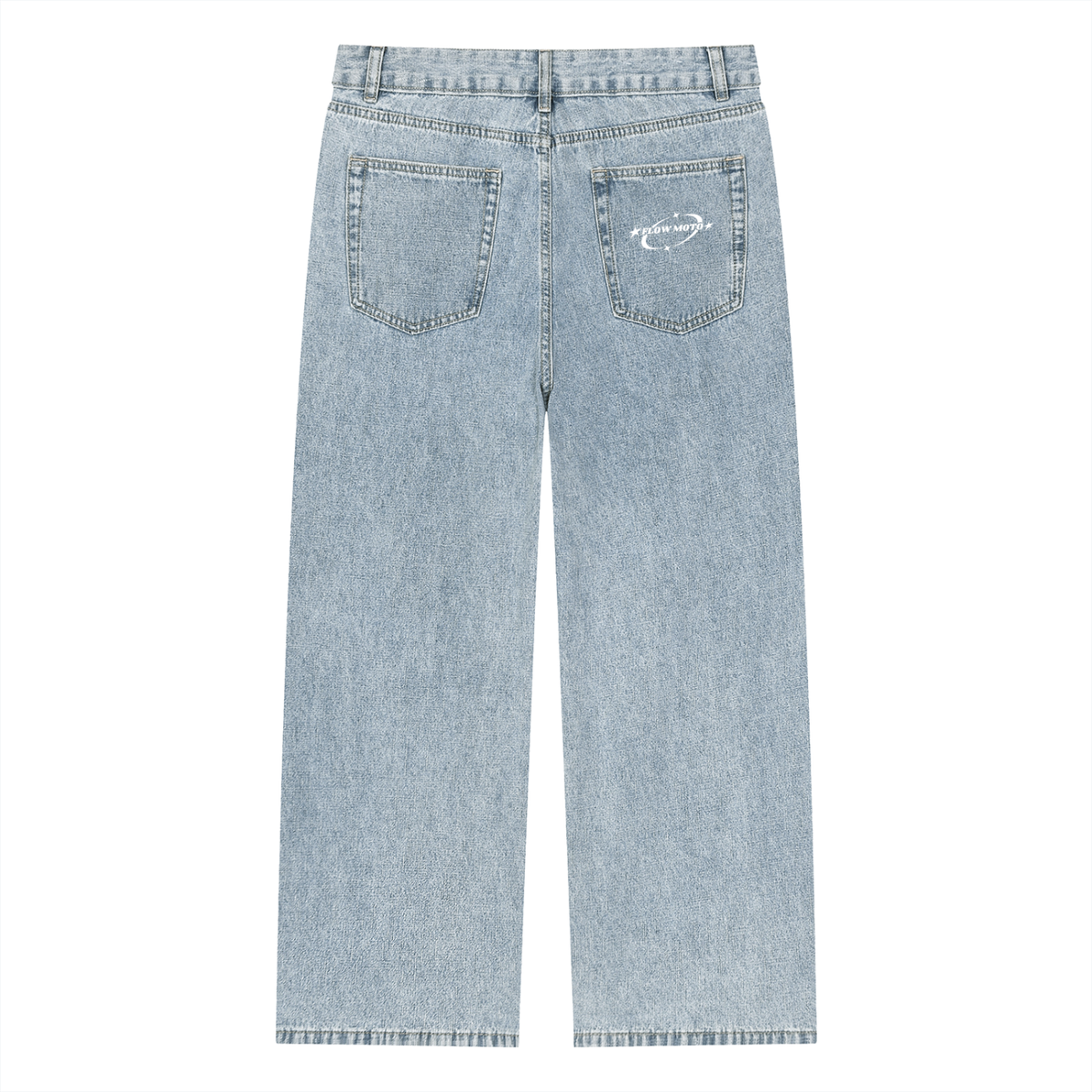 FlowMoto Unisex Vintage Wash Straight Leg baggy Jeans