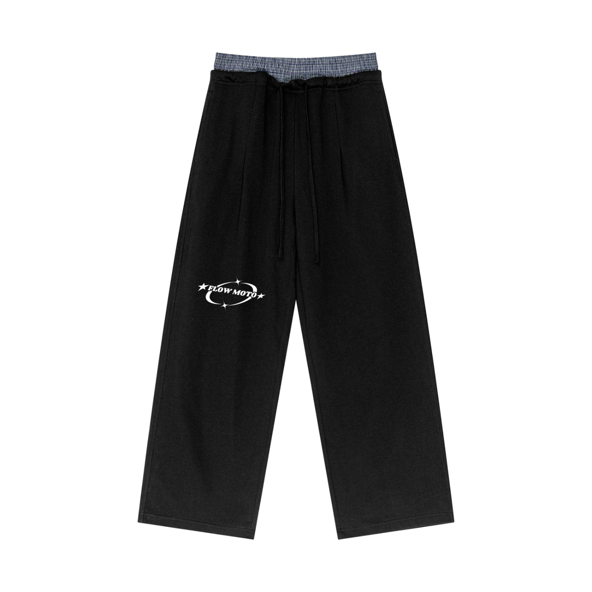 Flowmoto Plaid Contrast Waist Pants