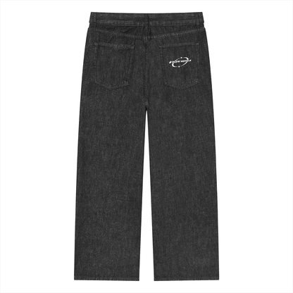 FlowMoto Unisex Vintage Wash Straight Leg baggy Jeans
