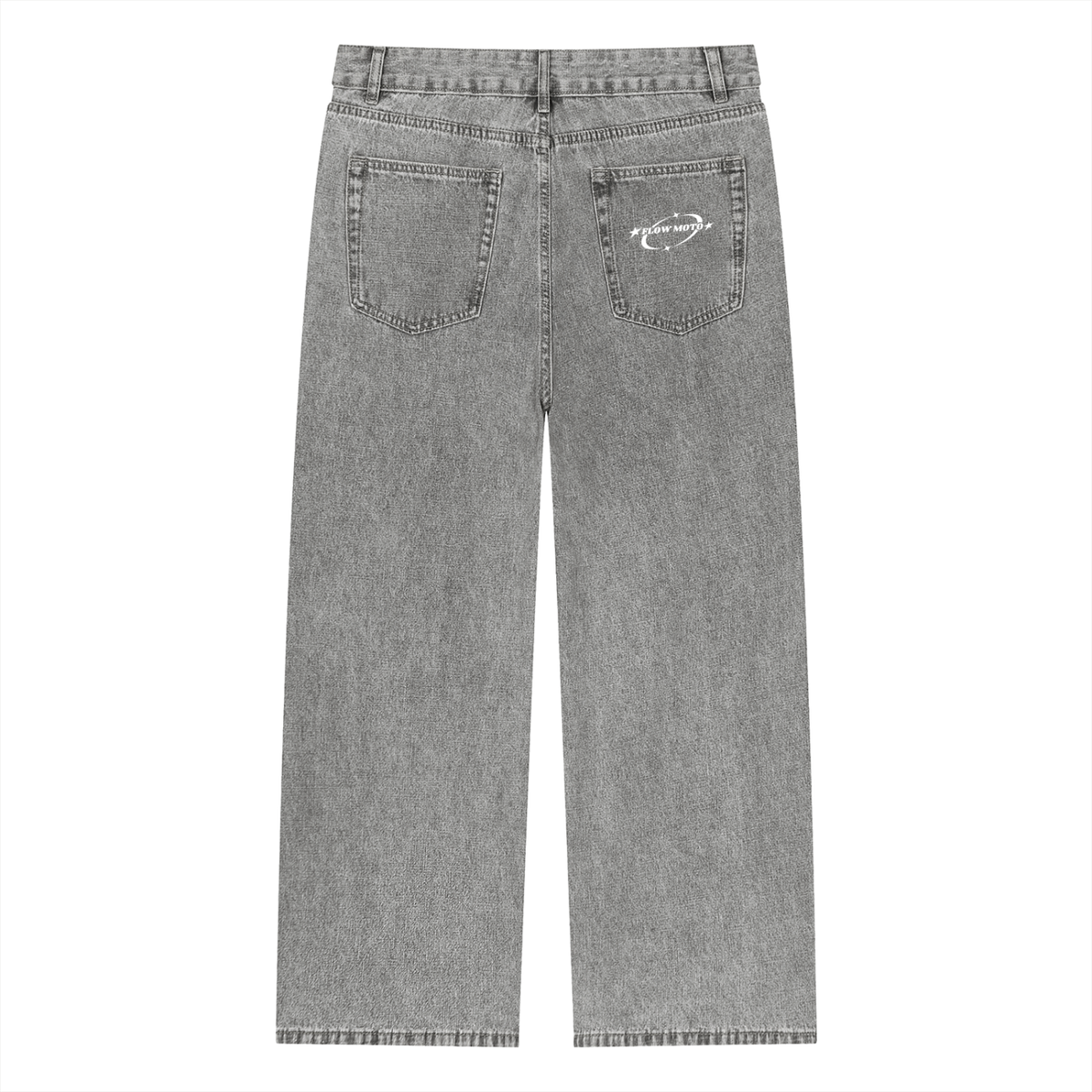 FlowMoto Unisex Vintage Wash Straight Leg baggy Jeans